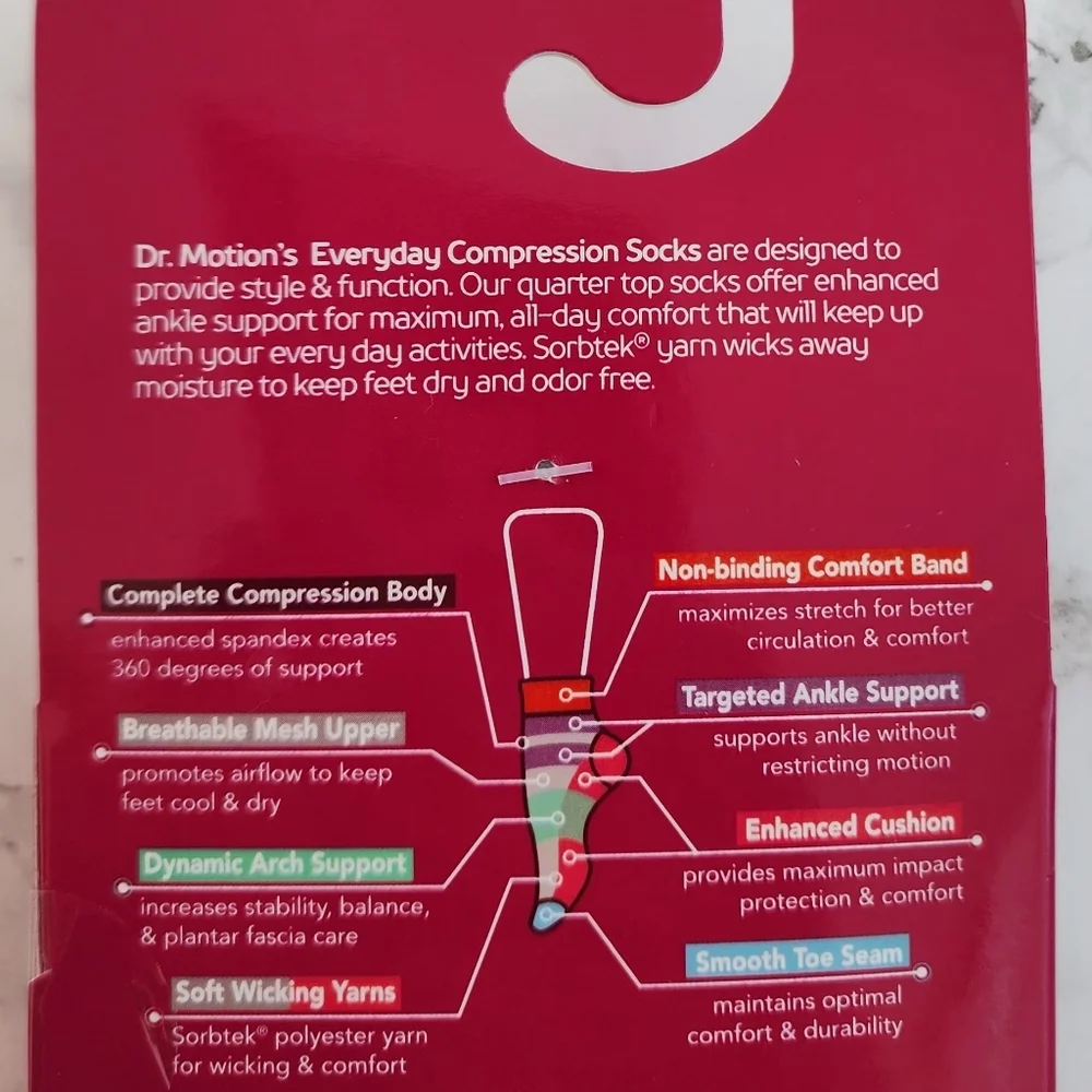 Dr. Motion Quarter Socks 4 Pairs Compression Socks Size Socks 9–11 Shoe 4-10